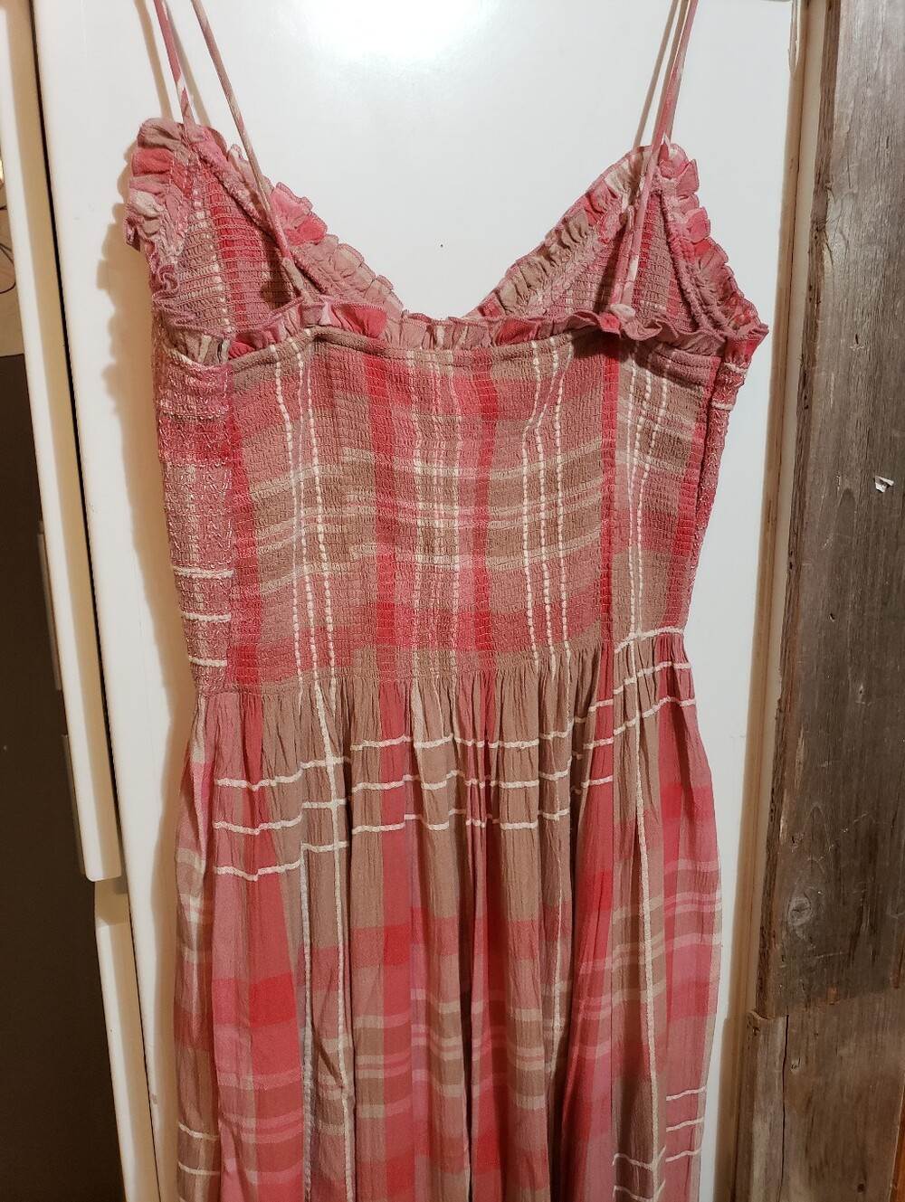 Free People New With Tags Sweet Nothings Midi/maxi Reds/tan Plaid Dress Med - Picture 7 of 9